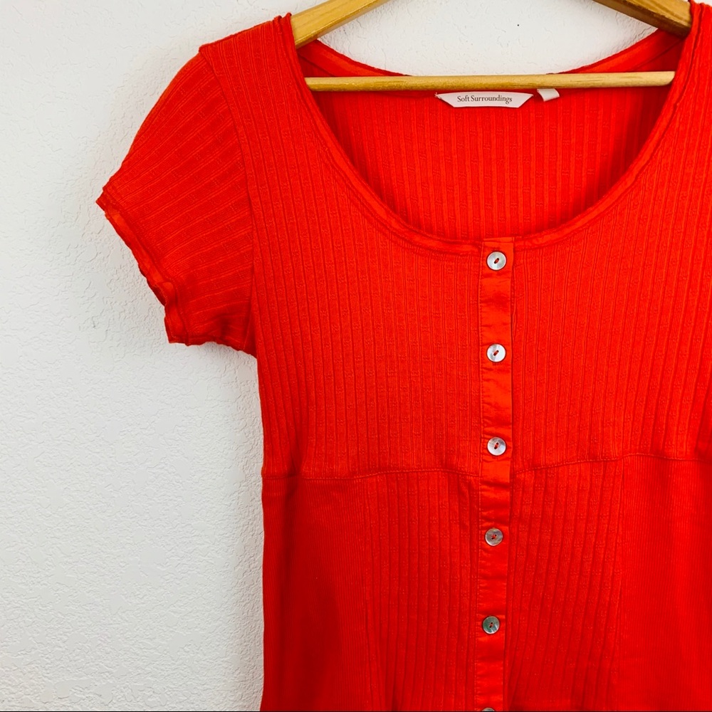 Soft Surroundings Anthro Roma Ribbed Tee Red Small - Picture 4 of 5
